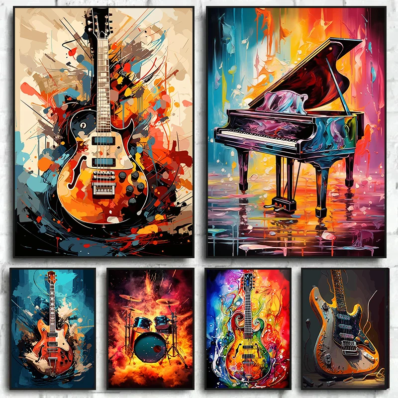 Musical Instrument Drum - Абстрактные красочные постеры с музыкальными инструментами: